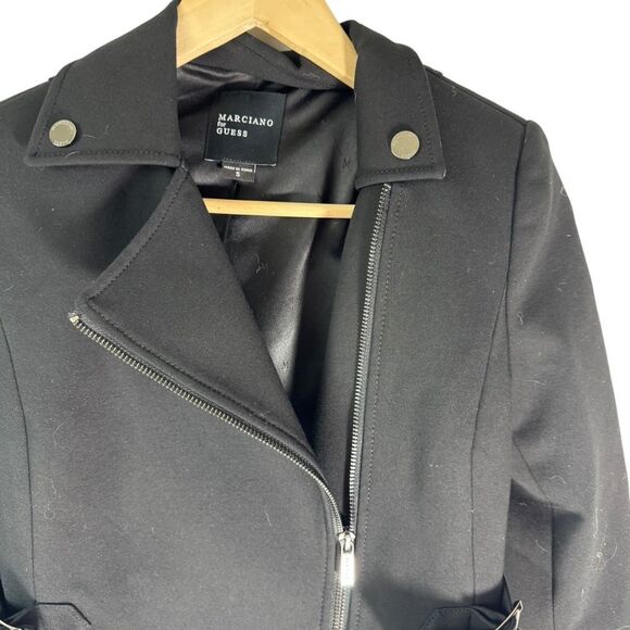 Marciano For Guess Women's Black Viscose Cropped Moto Style Jacket Sz S - Picture 3 of 12